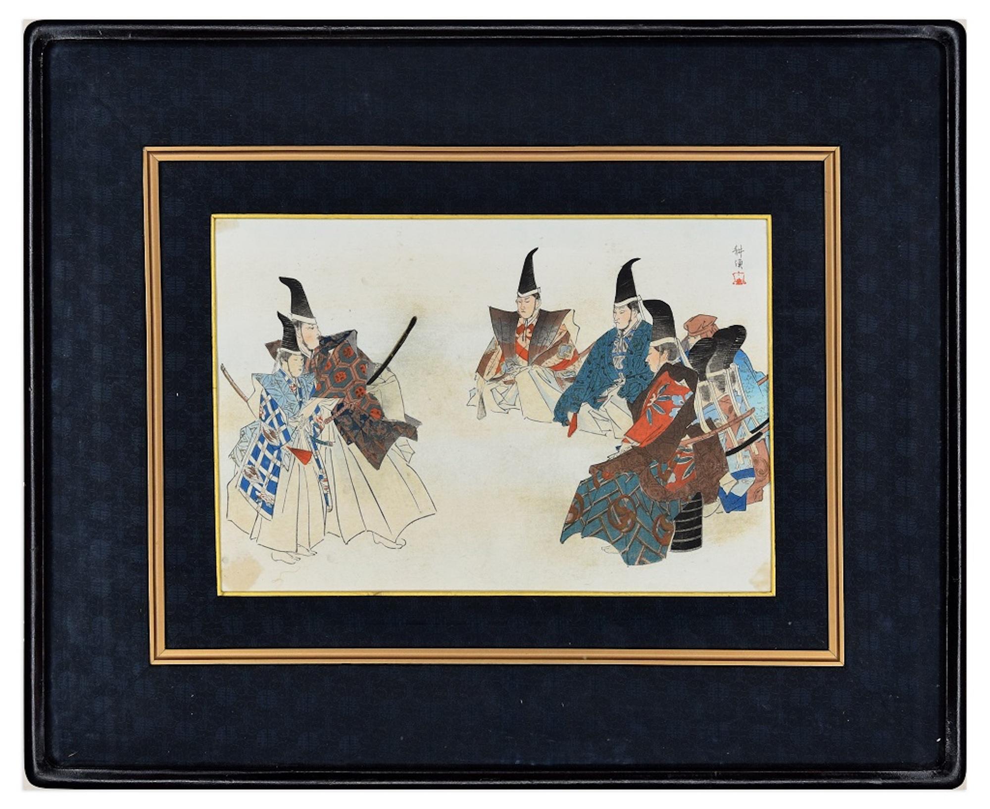 Samurai - Original Woodcut by Japanese Master 19th Century - Print by Unknown