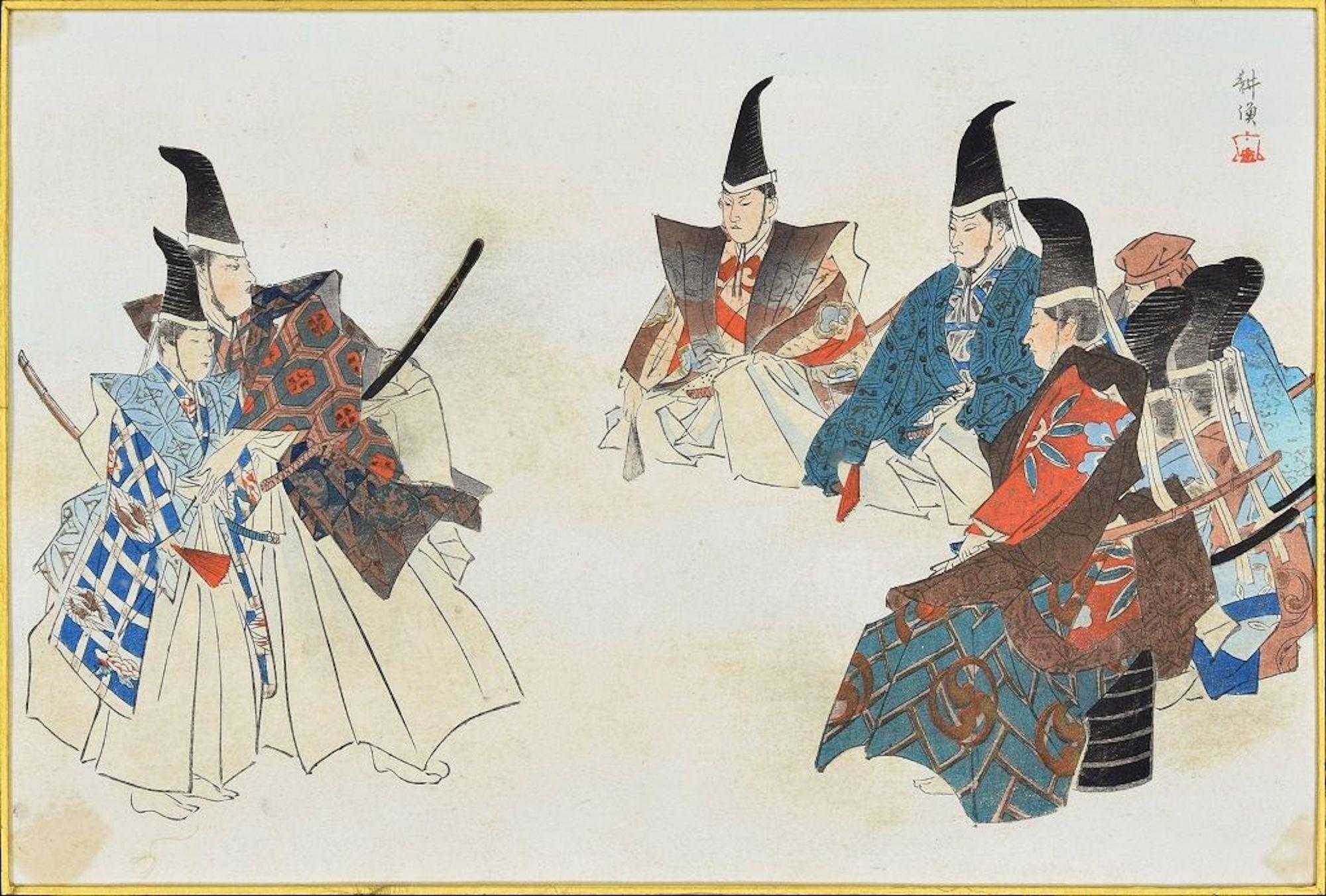 Unknown Figurative Print - Samurai - Original Woodcut by Japanese Master 19th Century