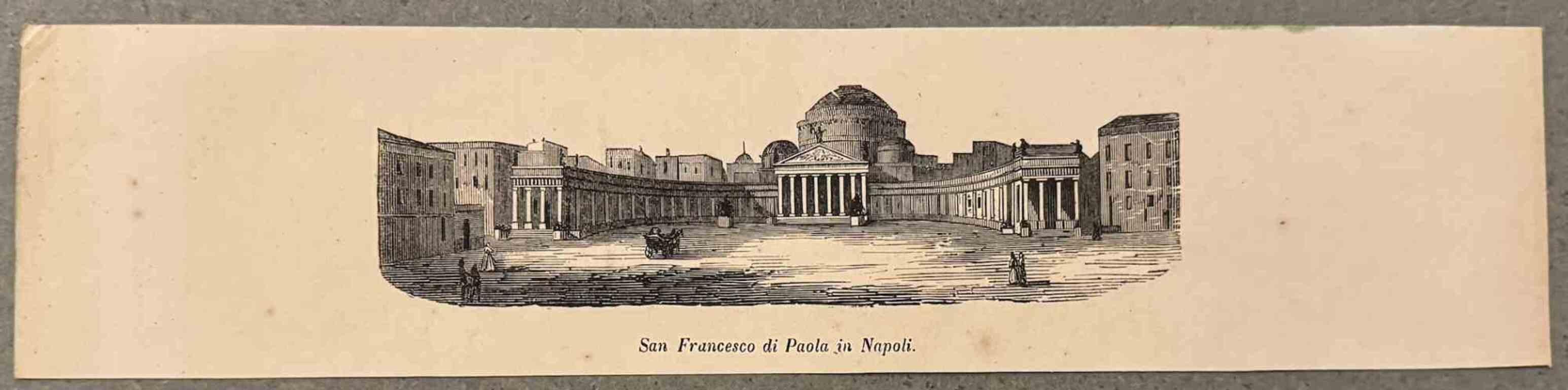 Figurative Print Unknown - Lithographie de San Francesco di Paola à Naples - 19ème siècle