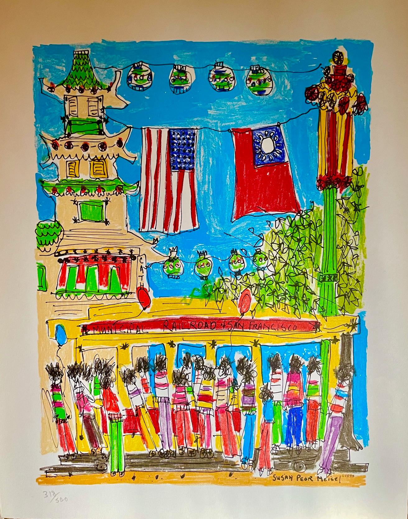 Unknown Landscape Print - SAN FRANCISO MUNICIPAL RAILROAD entitled "Tarantino's"  by Susan Pear Meisel