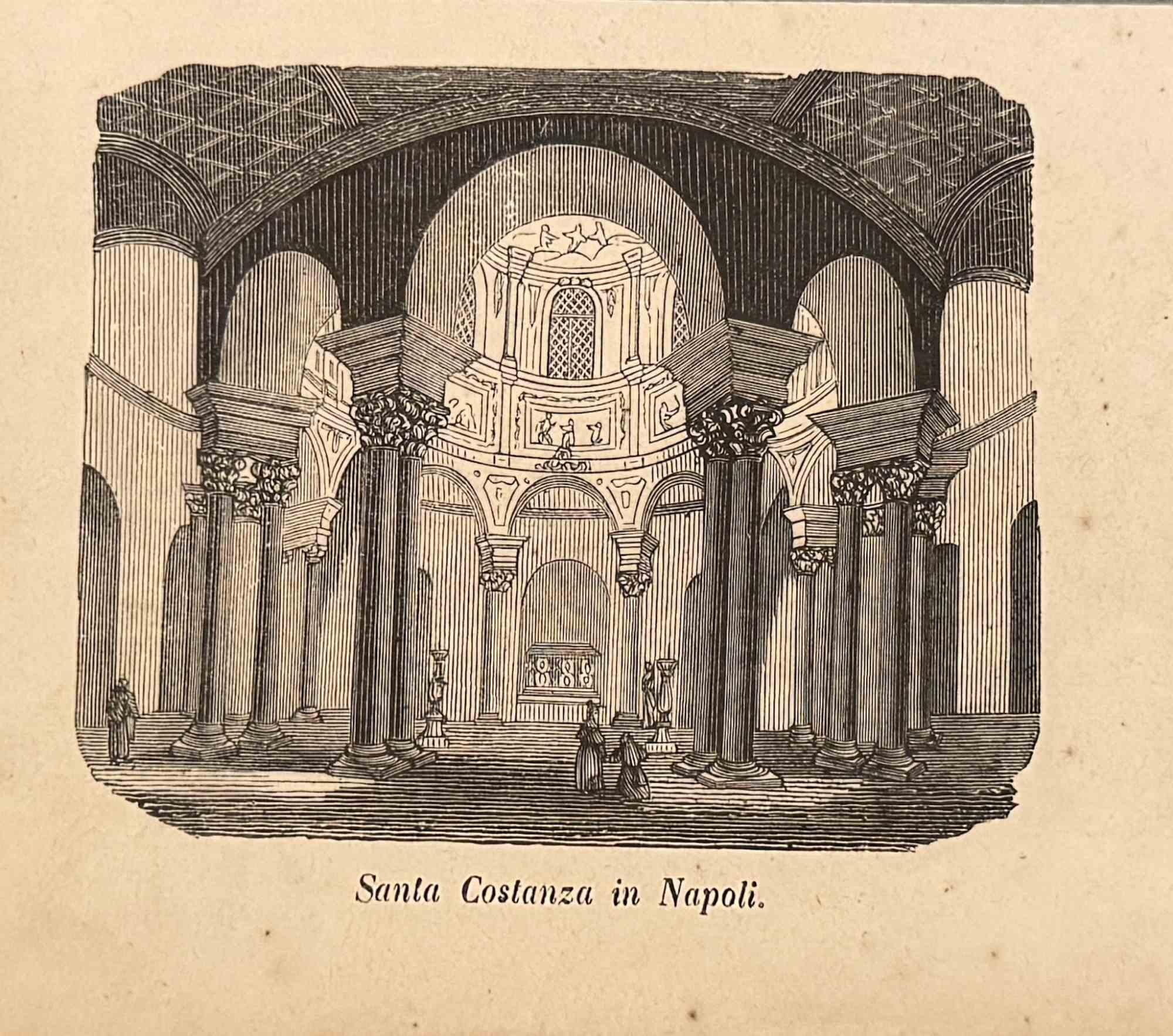 Figurative Print Unknown - Santa Costanza à Naples - Lithographie - 19e siècle