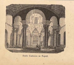Antique Santa Costanza in Naples - Lithograph - 19th Century