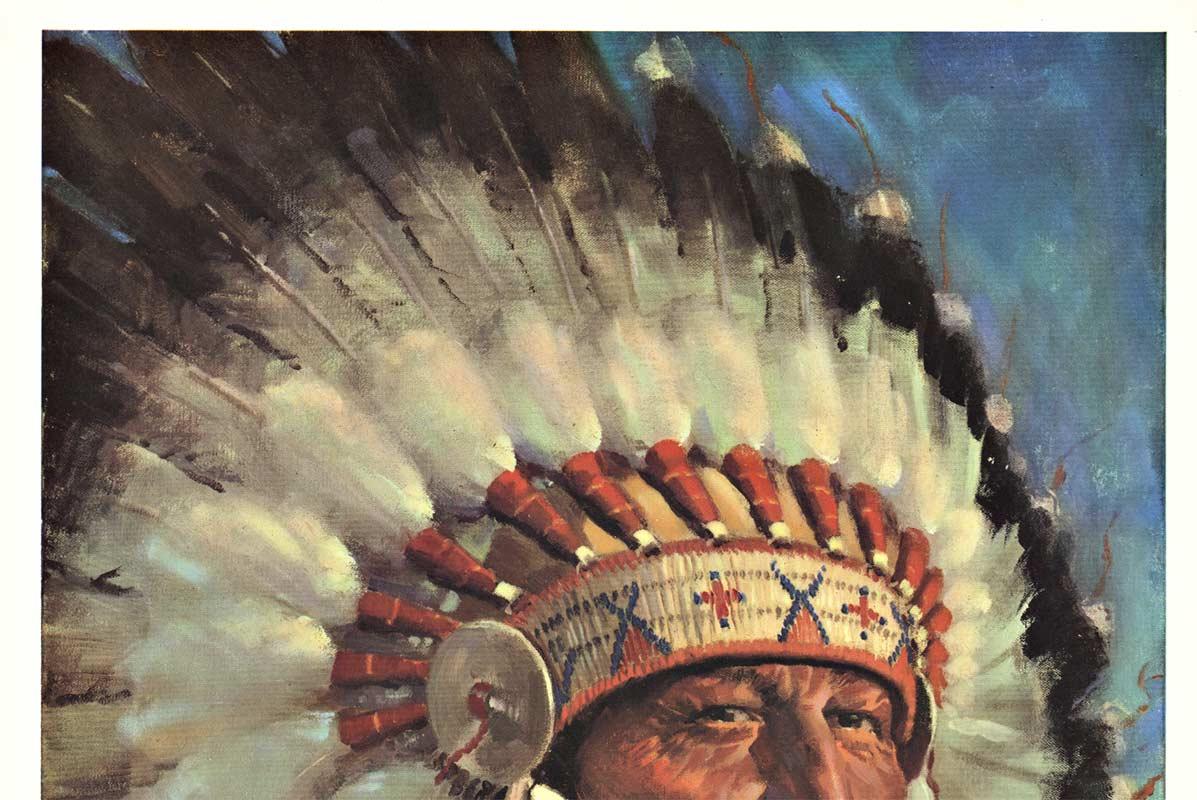 Affiche originale de Santa Fe The Chief Way (The Chief Way) sur le chemin de fer américain - Impressionnisme américain Print par Unknown
