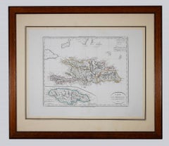 Santo Domingo Map - Original Etching - 19th Century Antique Santo Domingo Map - Original Etching - 19th Century