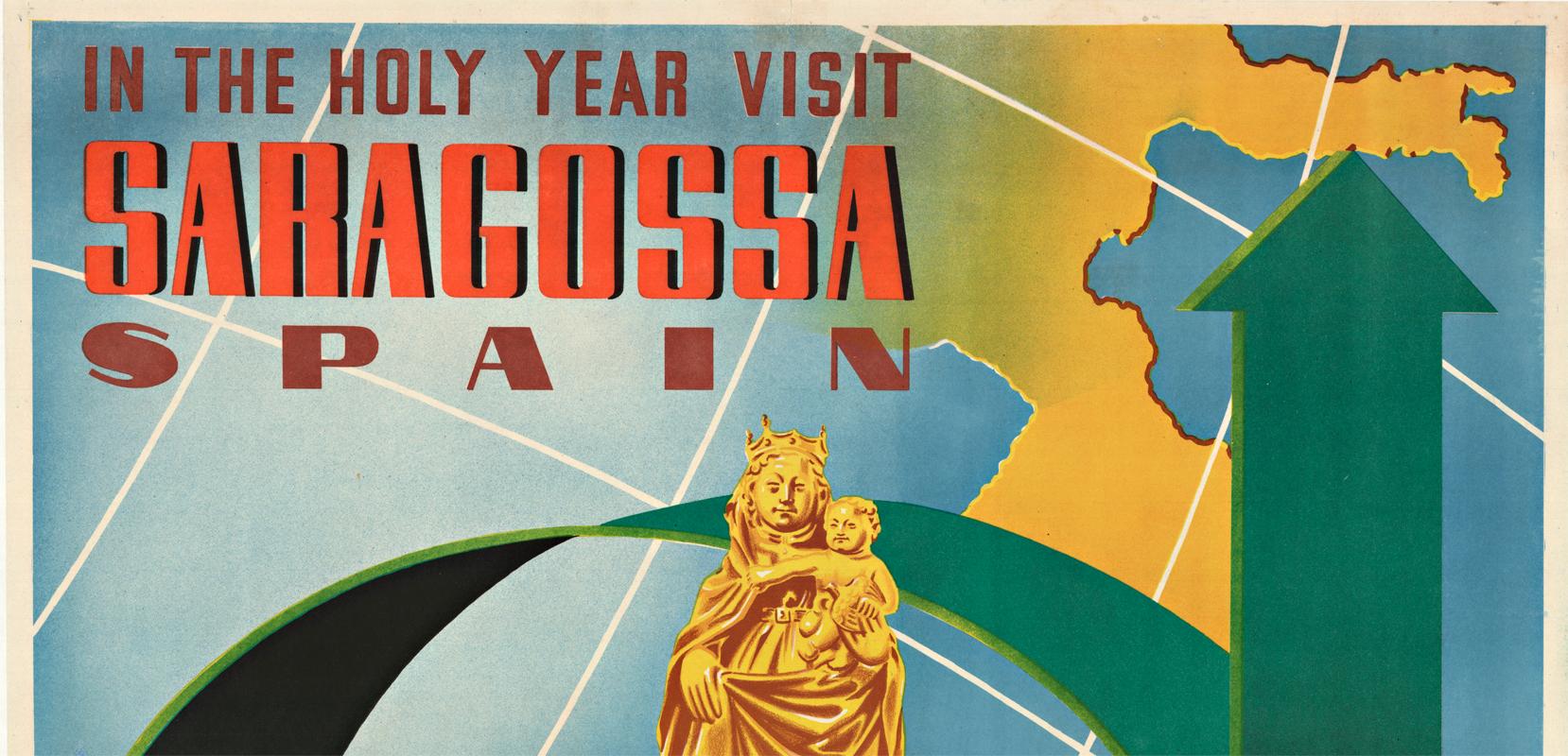 Saragossa Span in the Holy Year original vintage travel poster 