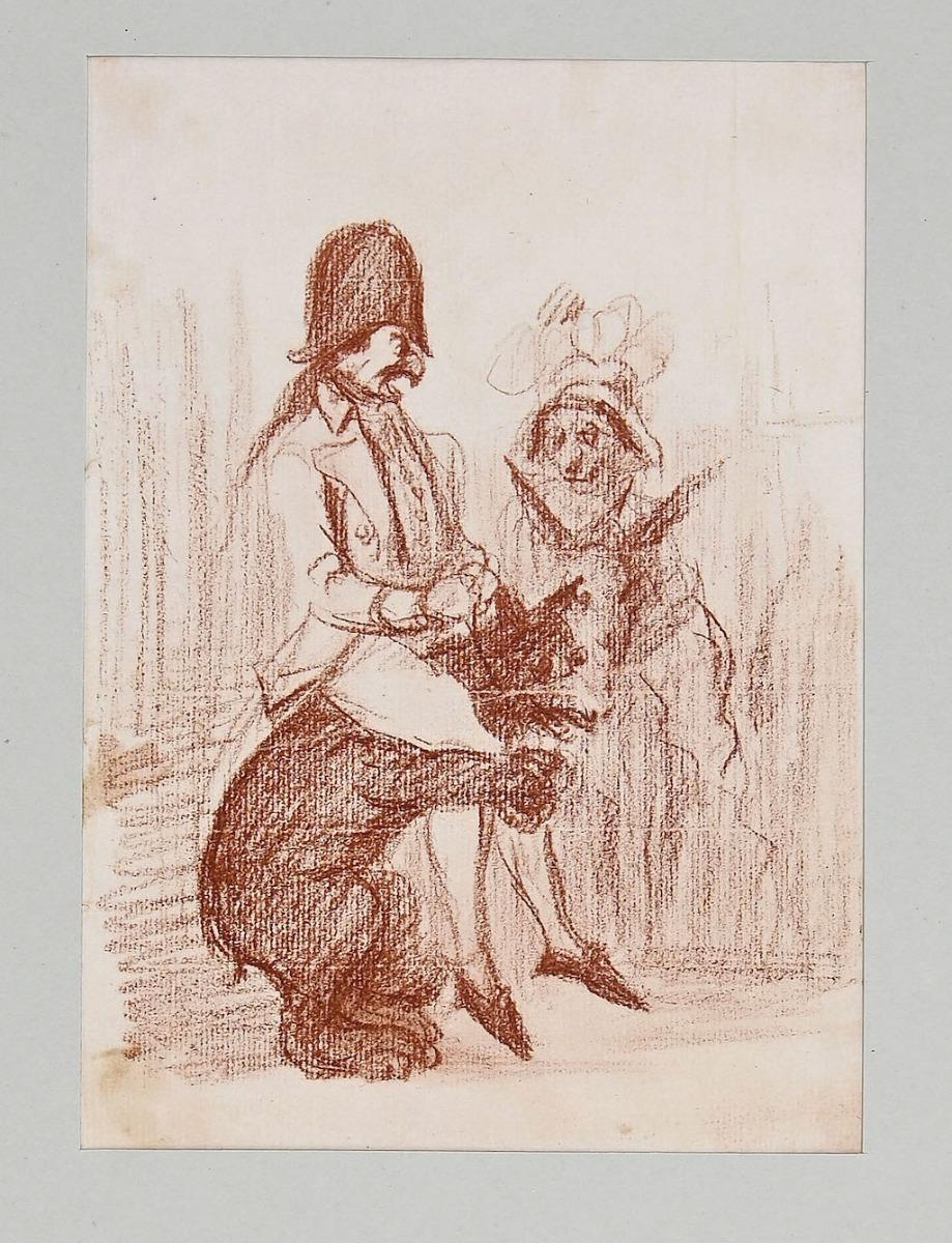 Unknown Figurative Print - Satirical Scene  - Original Lithograph - 1880 ca
