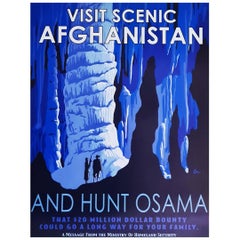 Poster satirico Visita i paesaggi dell'Afghanistan e dai la caccia a Osama Bin Laden