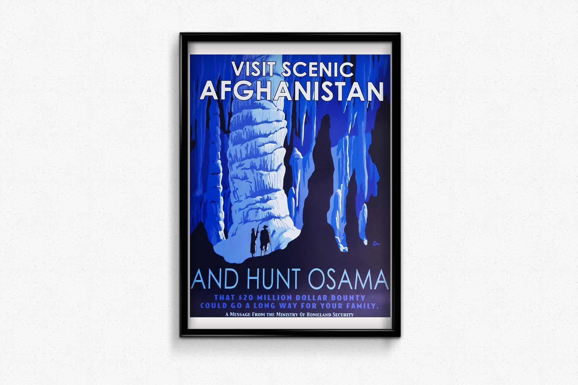 Satyrical poster Visit the landscapes of Afghanistan and hunt Osama Bin Laden For Sale 1