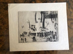 Saul Kovner "Bronx Park" Etching