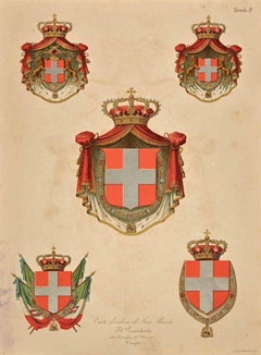 Antique Savoy Coat of Arms - Lithograph - 19th Century