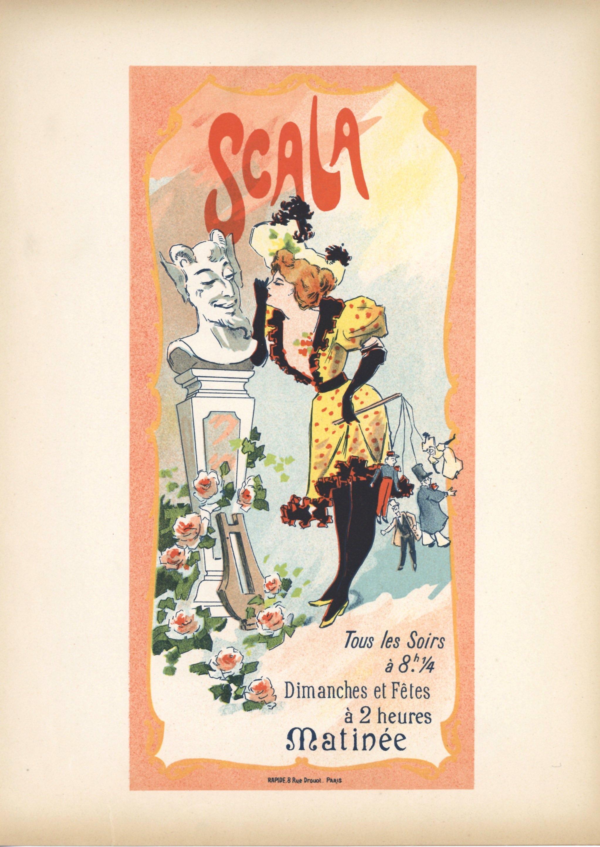 "Scala", französisches lithografiertes Plakat, gedruckt 1897 – Print von Unknown