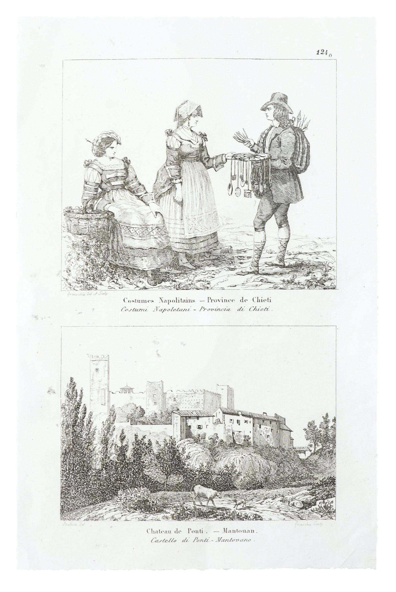 Scenes of Everyday Life in italy - Etching - 19th Century