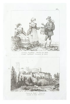 Antique Scenes of Everyday Life in italy - Etching - 19th Century