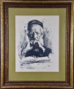 Vintage Limited Ed. Etching of a Scholar, Possibly a Cleric, with a Book in Deep Thought