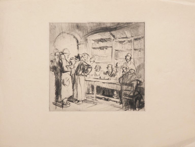 Unknown Interior Print - Scholars - Original Etching on Paper - 19th Century