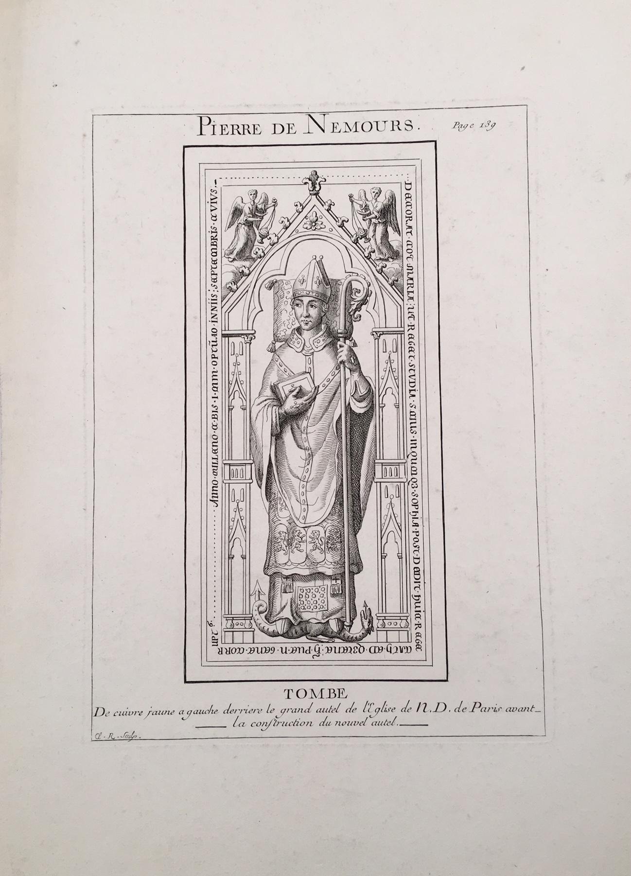 Unknown Portrait Print - Sculpture Portrait of Pierre de Nemours from Notre Dame Cathedral, Paris