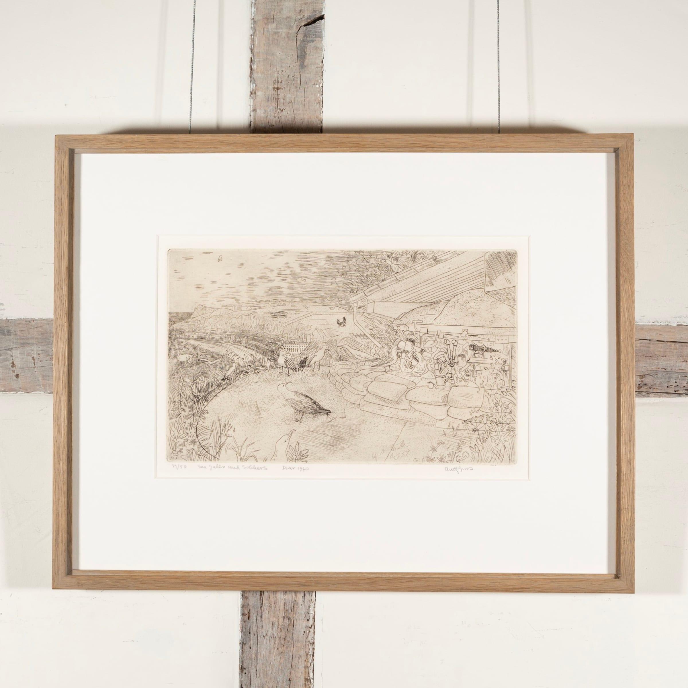 Sea Gulls and Soldiers, Dover by Anthony Gross, 1940 For Sale 1