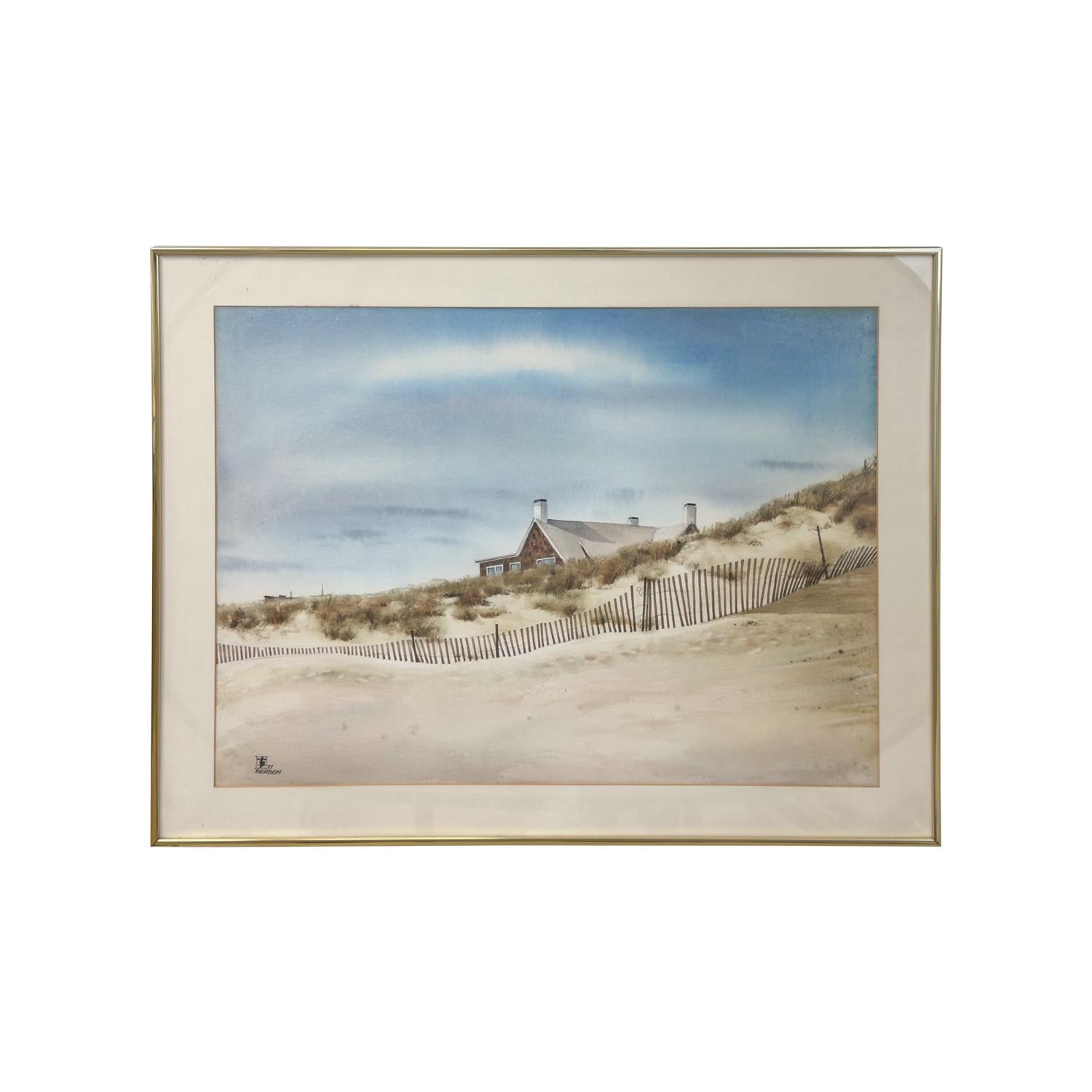 Seascape Beach House Lithograph Print Signed & Framed 