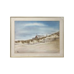 Seascape Beach House Lithograph Print Signed & Framed 