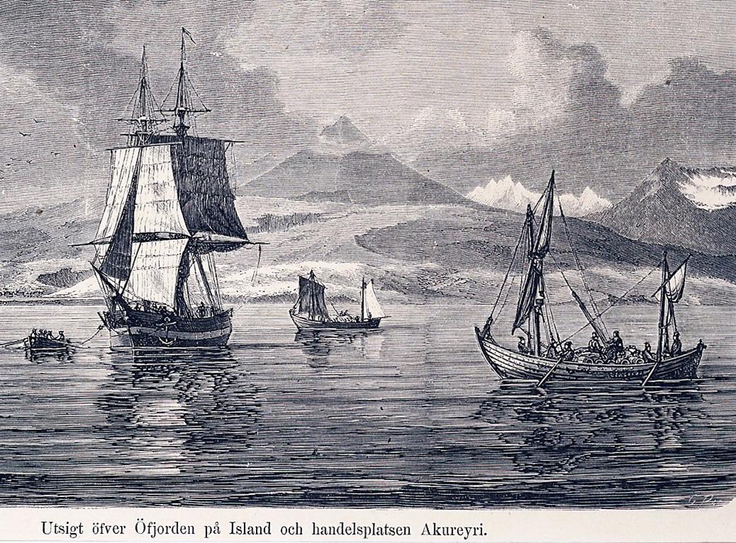 Seascape in Akureyri, Iceland - Realist Print by Unknown