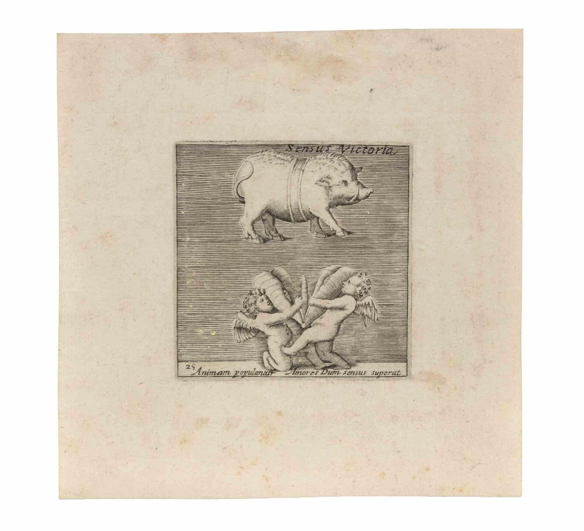Sensus Victoria - Acquaforte - XVI secolo - Print di Unknown
