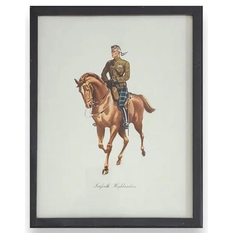 Set x 6 Famous Dewar's White Label Regimental Prints c1943 Framed Prints en venta 5