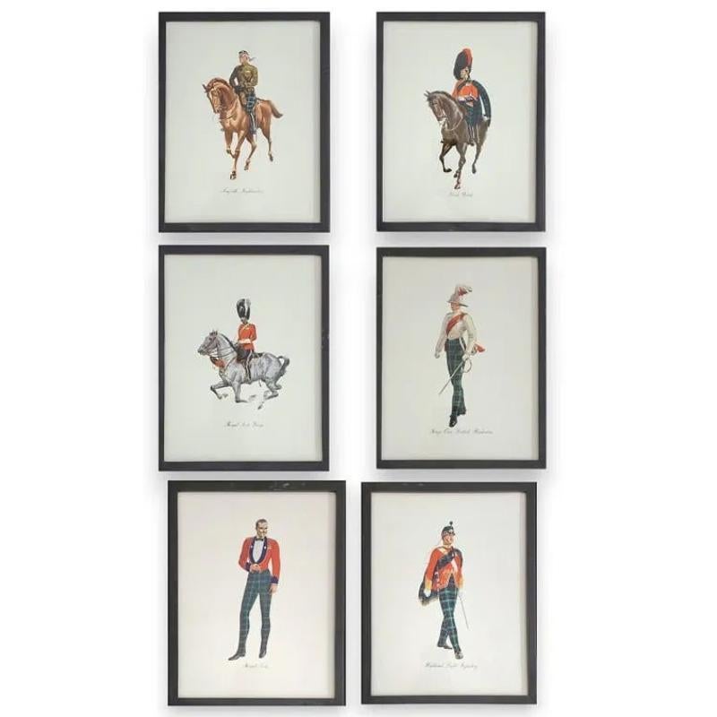 Set x 6 Famous Dewar's White Label Regimental Prints c1943 Framed Prints en venta 7
