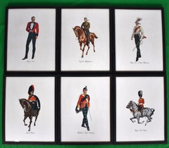Set x 6 Famous Dewar's White Label Regimental Prints c1943 Framed Prints