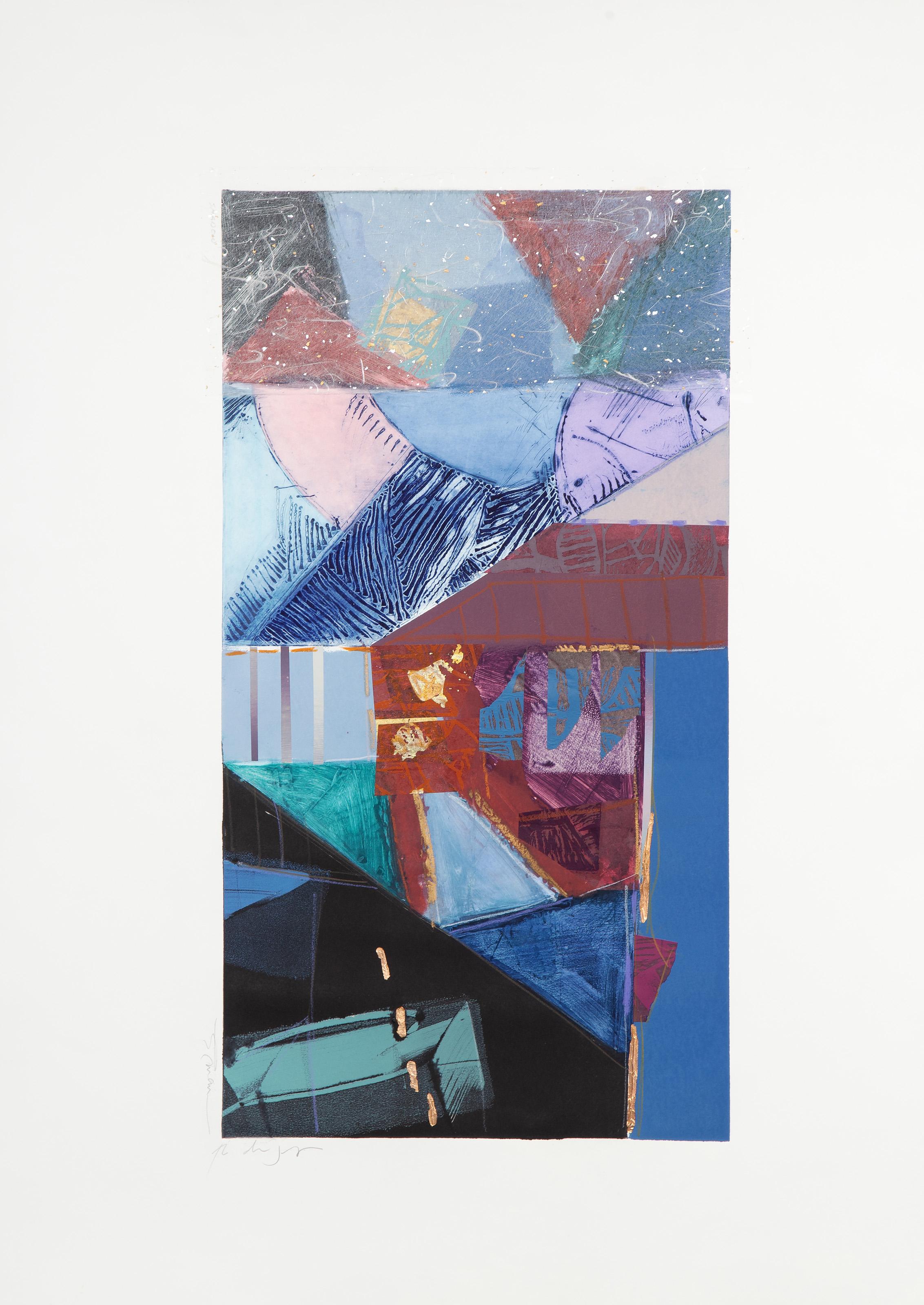 Manuel Rodriguez Jr., Filipino (1942 - ) -  Shadow. Medium: Monoprint and mixed media on BFK Rives, signed and titled in pencil, Edition: 1/1, Image Size: 29.5 x 15.75 inches, Size: 41.5 x 29.5 in. (105.41 x 74.93 cm), Description: This unique
