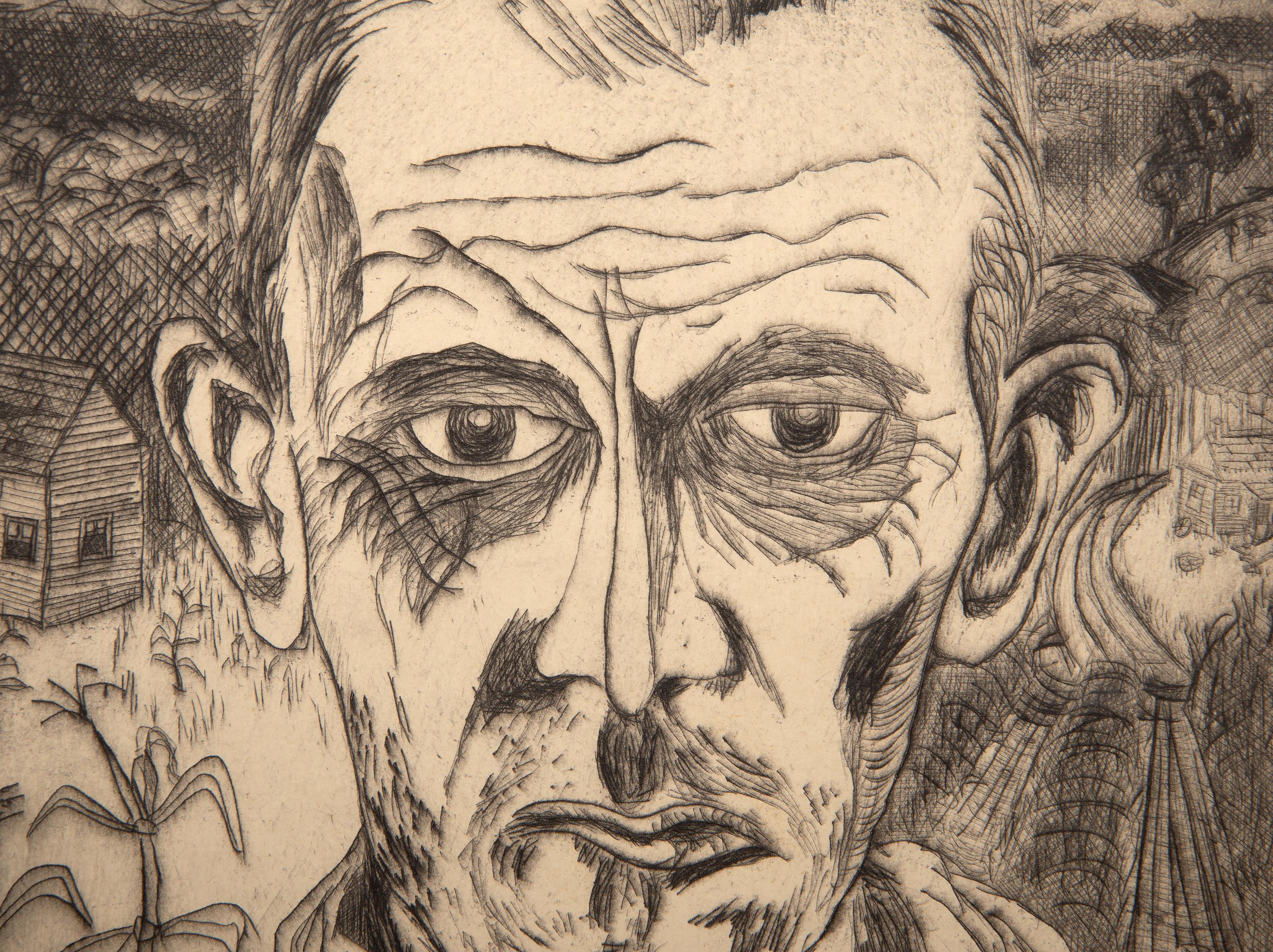 Sharecropper, Surrealist Drypoint by Henry Niese For Sale 1