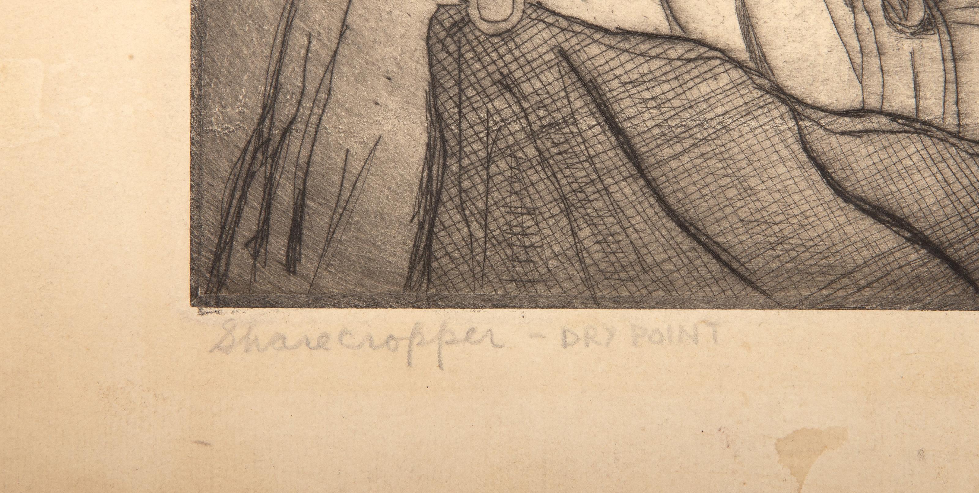 Sharecropper, Surrealist Drypoint by Henry Niese For Sale 3