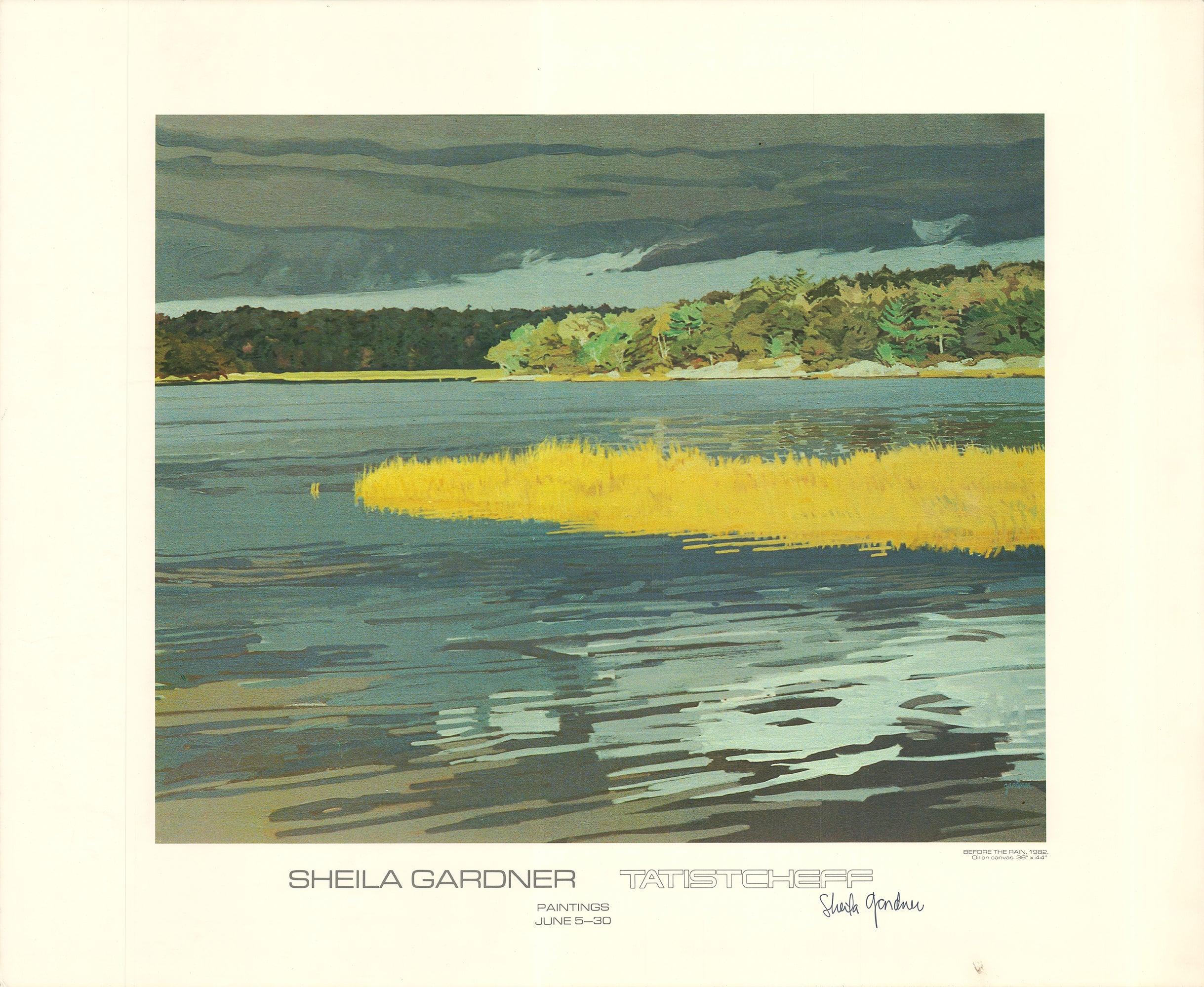 Original exhibition poster for Sheila Gardner at Tatistcheff Gallery in 1982. Hand signed in black marker by the artist.

Paper Size: 20 x 24.5 inches ( 51 x 62 cm )
Image Size: 14.75 x 18.25 inches ( 37 x 46 cm )
Framed: Framing available upon