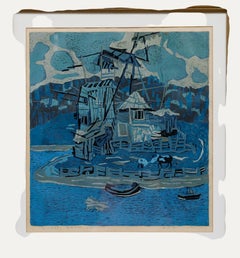 Shiwei Zhu - 1995 Woodblock, Lakeside