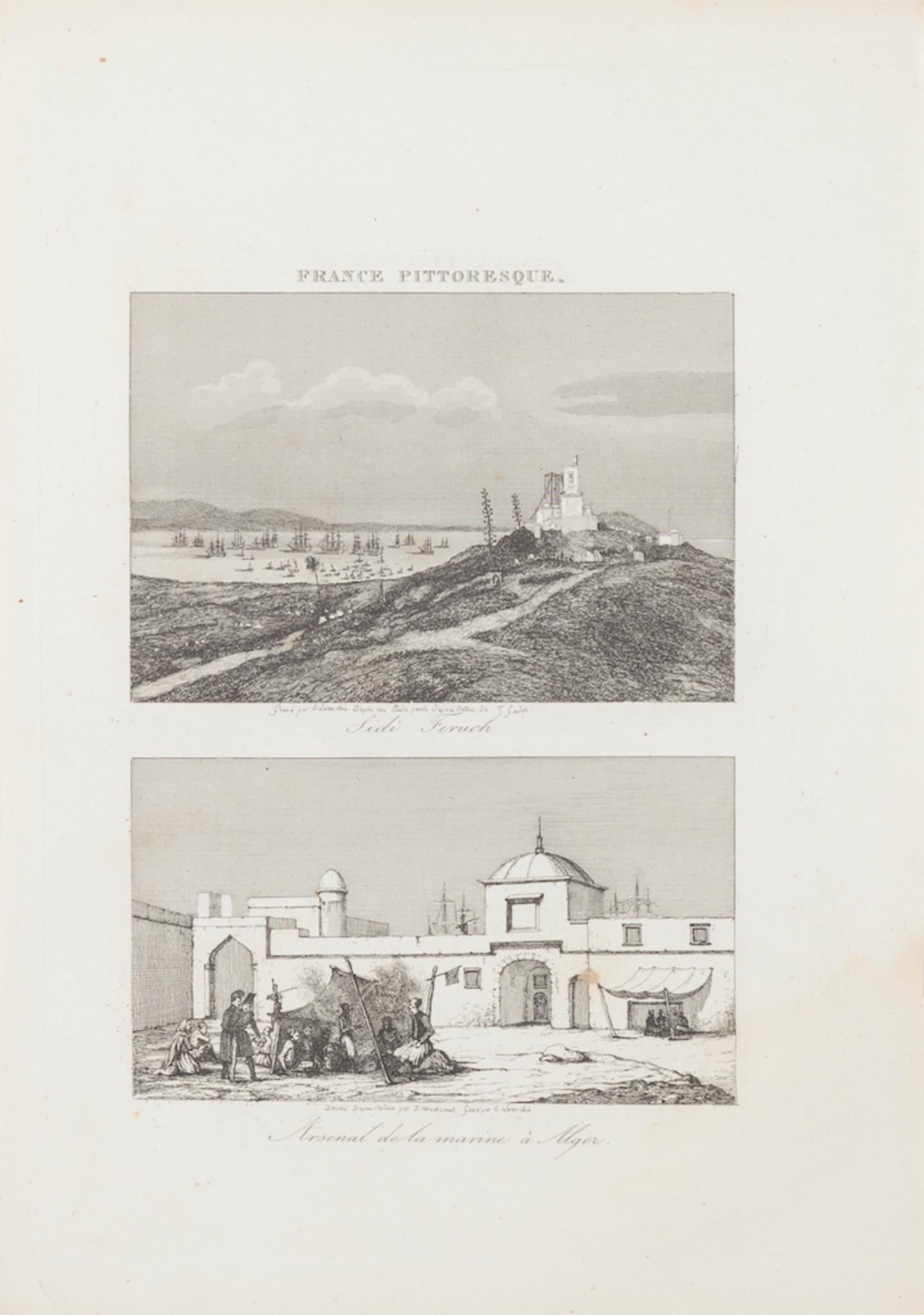 Unknown Landscape Print - Sidi French and Arsenal d'Algier - Original Lithograph - 19th century