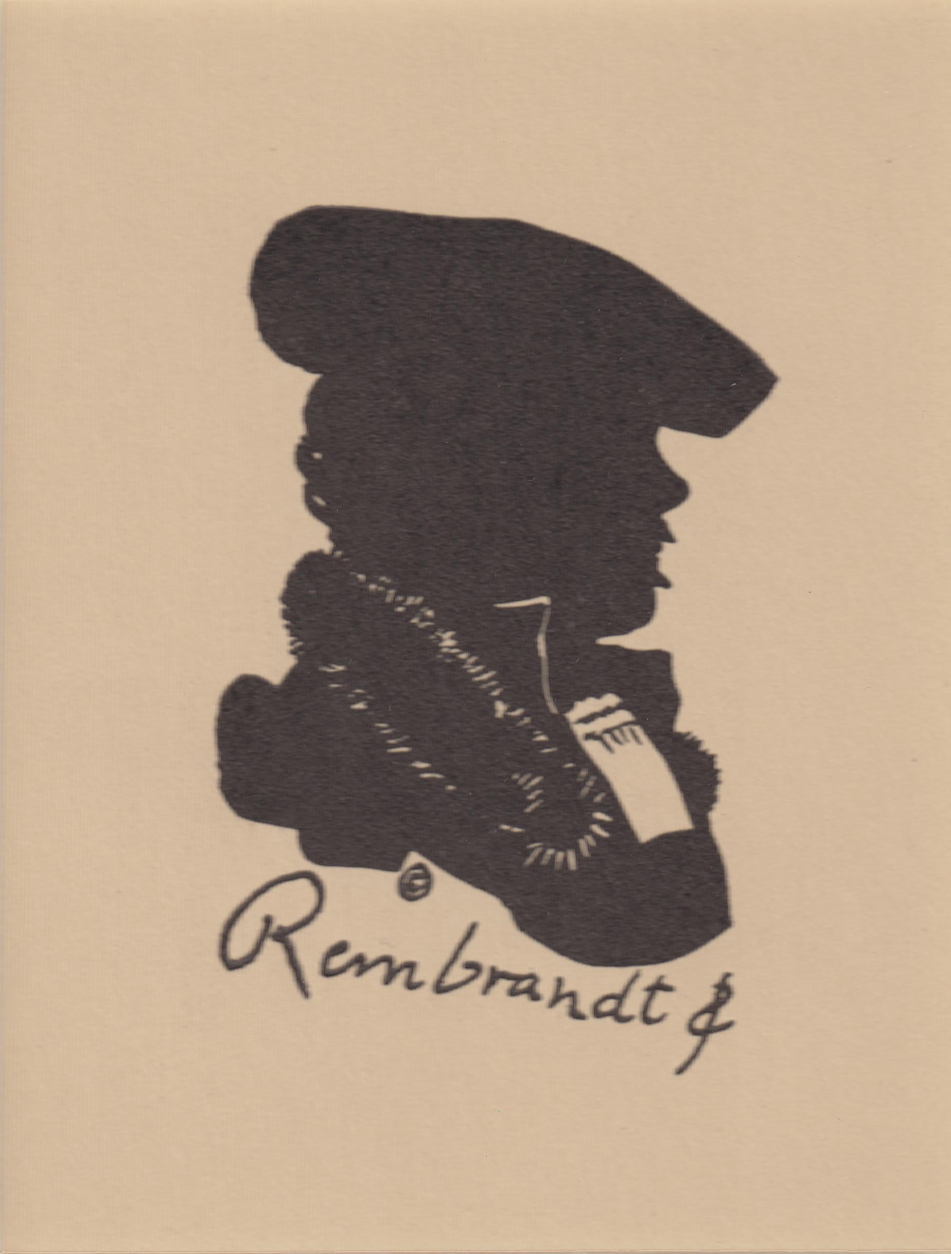 Unknown Portrait Print - Silhouette of Rembrandt