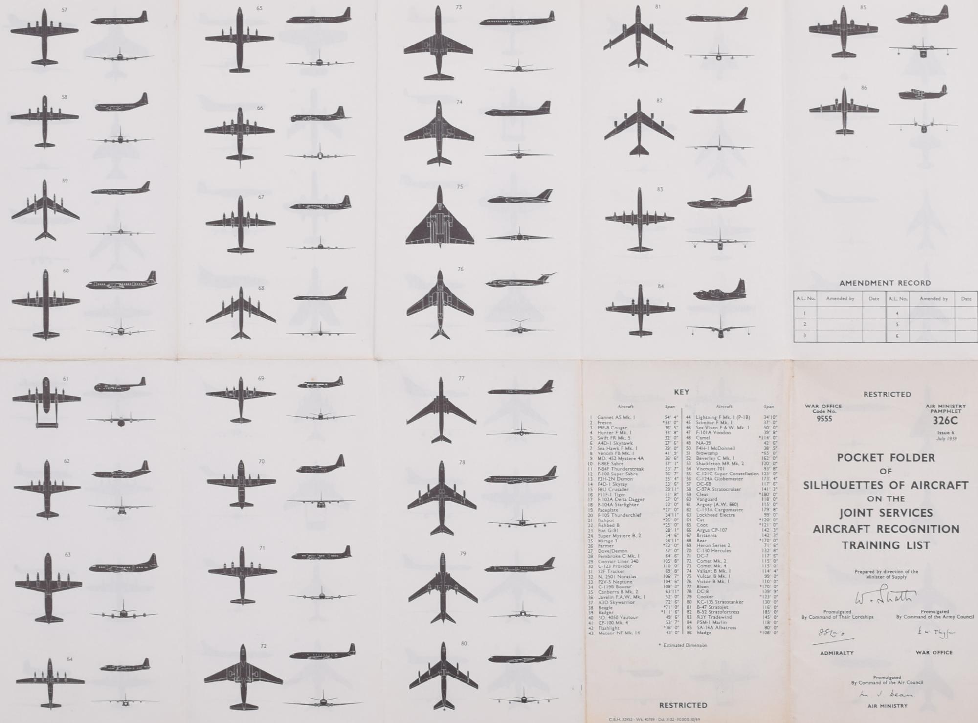Silhouettes of Aircraft on the Joint Services Aircraft Recognition Training List For Sale 4