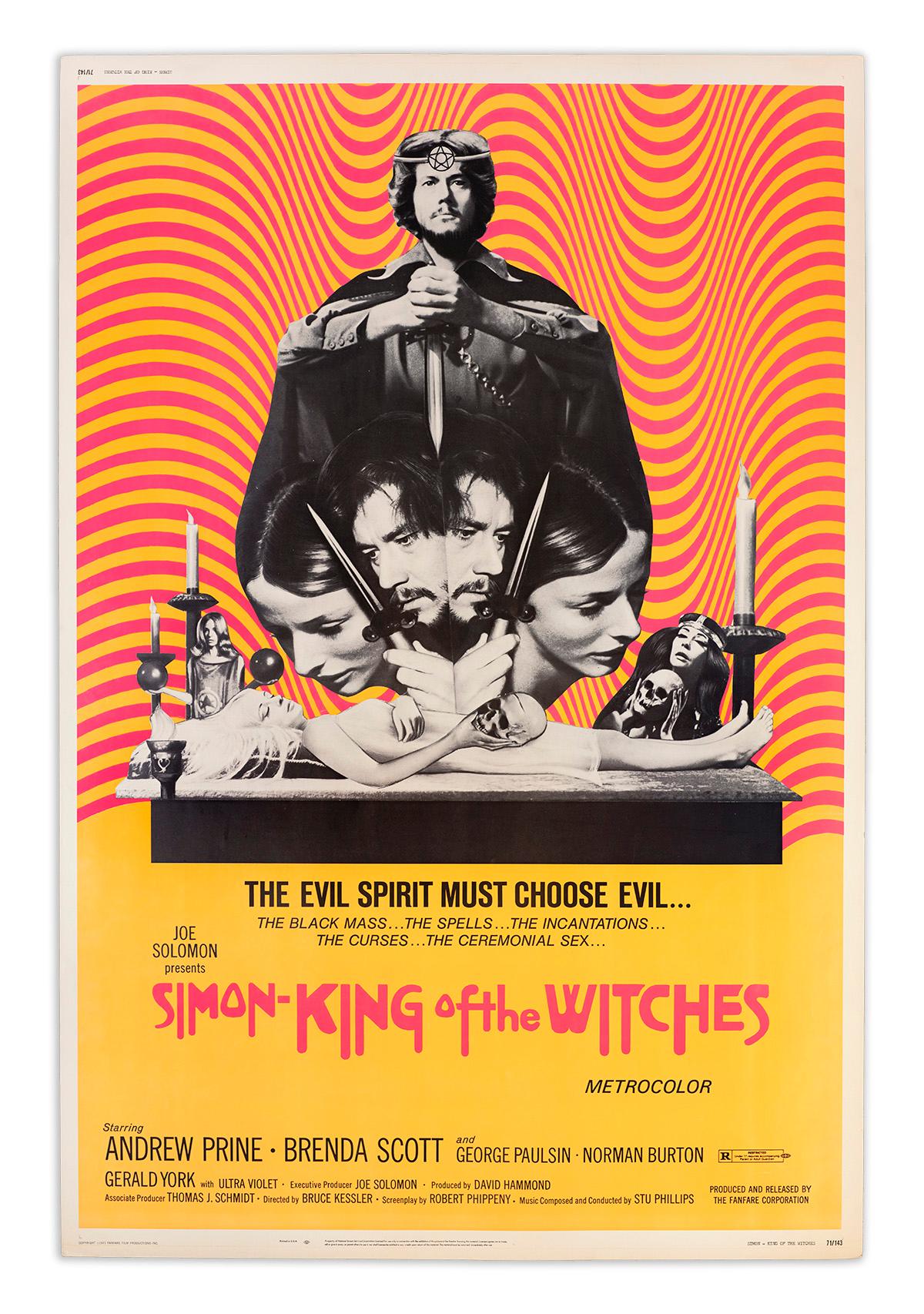 Simon King of the Witches, Original psychedelic op art drive-in film poster - Print by Unknown