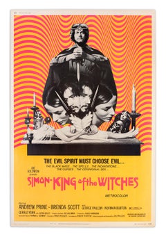 Vintage Simon King of the Witches, Original psychedelic op art drive-in film poster