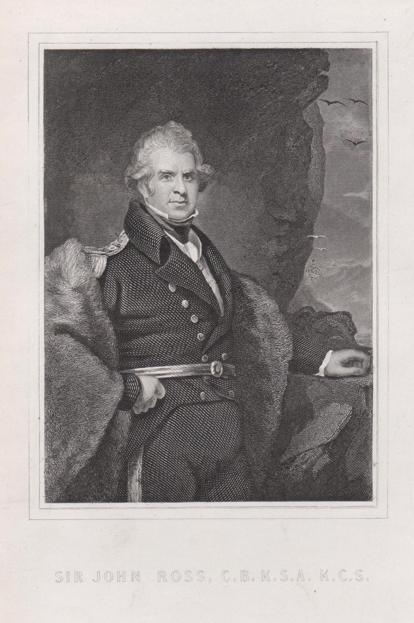 Sir John Ross, Explorador del Ártico, grabado retrato del siglo XIX
