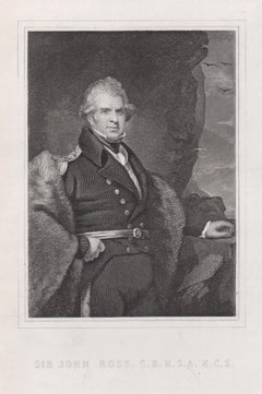 Sir John Ross, Explorador del Ártico, grabado retrato del siglo XIX
