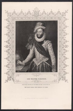 Sir Walter Raleigh, 19th century portrait engraving print