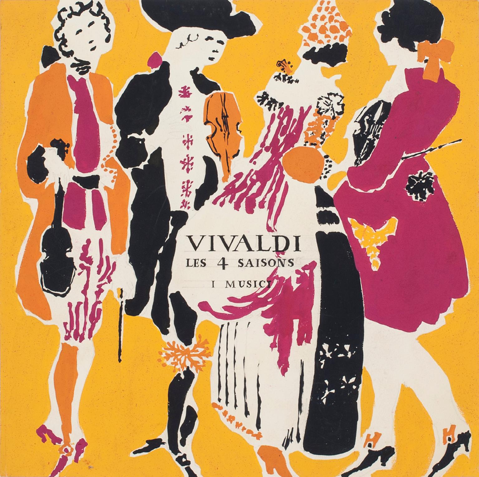 Unknown Figurative Print - Sketch for the album cover of Vivaldi - Lithograph on Paper - Mid 1900