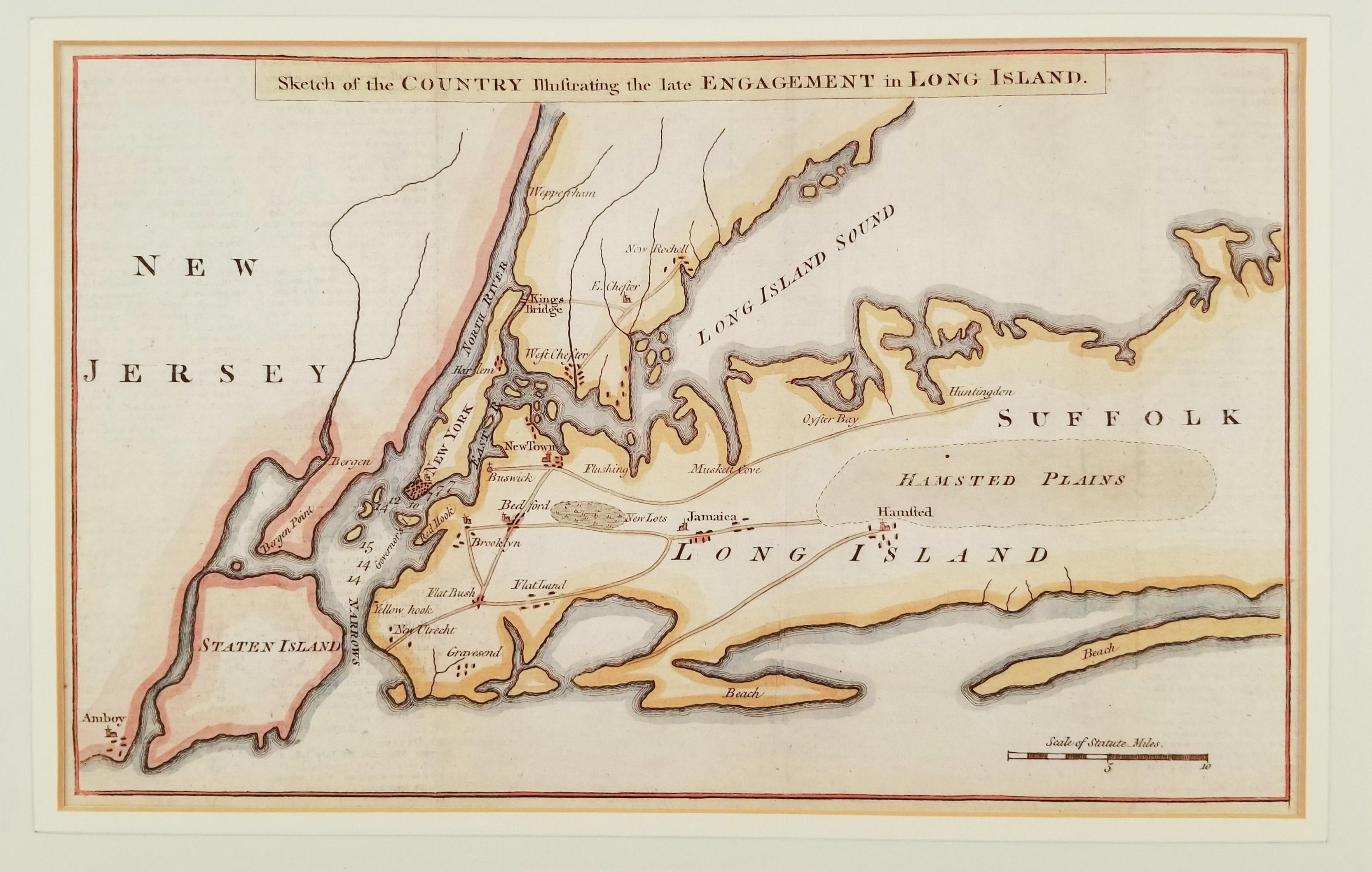 Sketch of the Country Illustrating the late Engagement in Long Island. - Print by Unknown