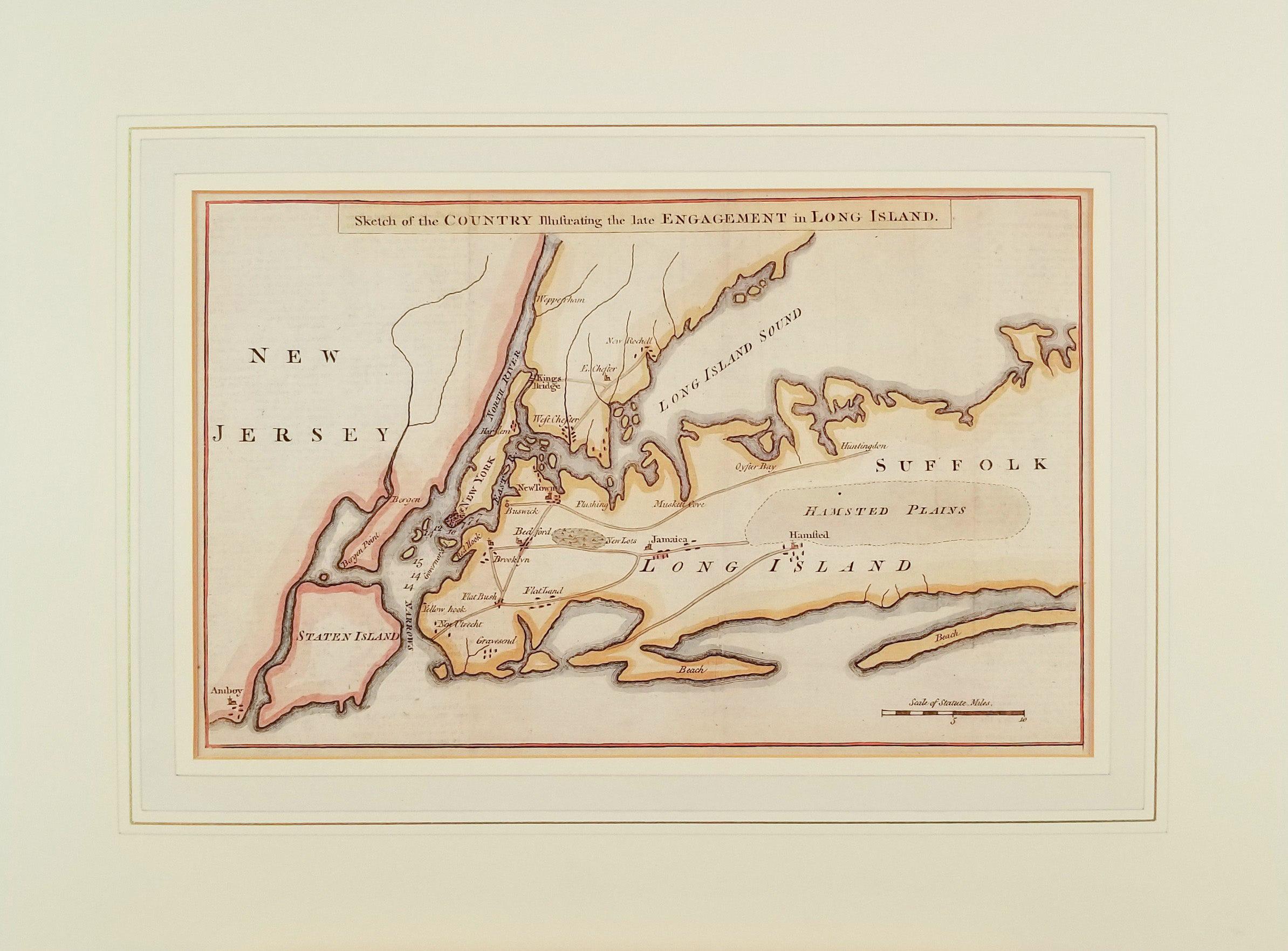 Unknown Print - Sketch of the Country Illustrating the late Engagement in Long Island.