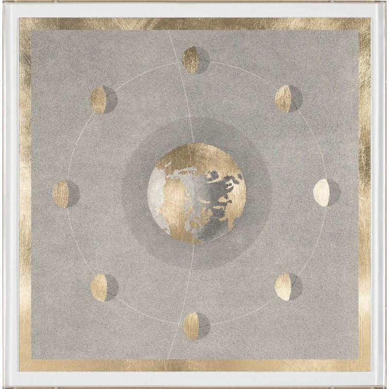 Unknown Abstract Print - Solaris No. 5, gold leaf, framed