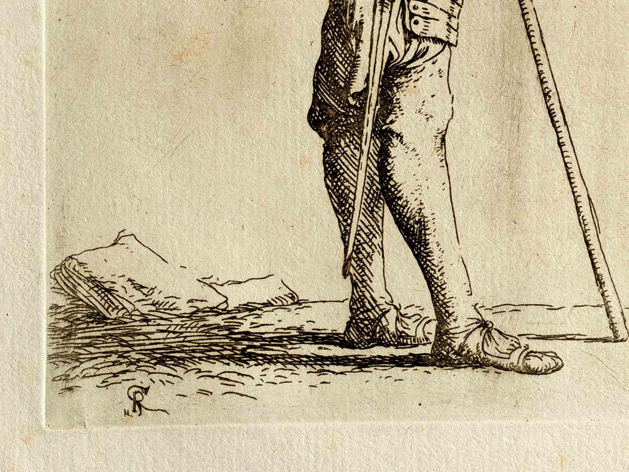 Soldier -  Etching - 17th Century - Print by Unknown