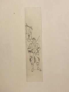 Soldier - Original Etching on Paper - 19th Century