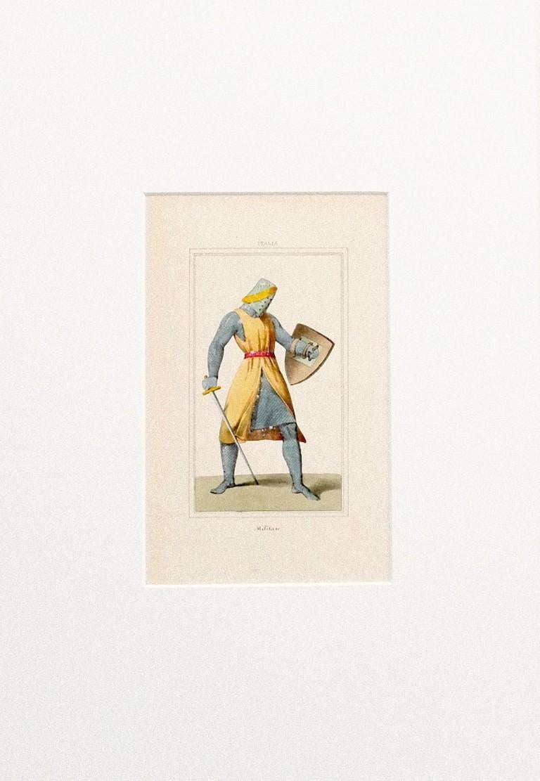 Soldier - Original Lithograph on Paper - 19th Century - Print by Unknown