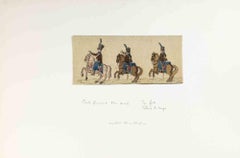 Antique Soldiers On Horses - Etching - 18th Century