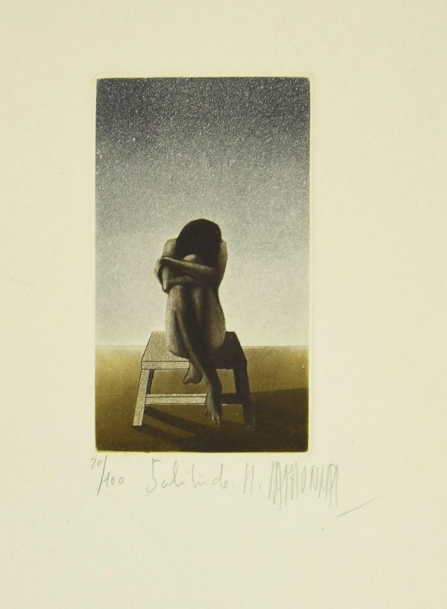 Unknown Figurative Print – Solitude – Radierung – Ende des 20. Jahrhunderts